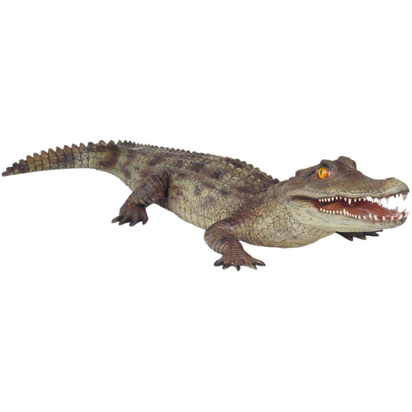 Caiman Alligator Statue - 6.5 Ft Long - Click Image to Close