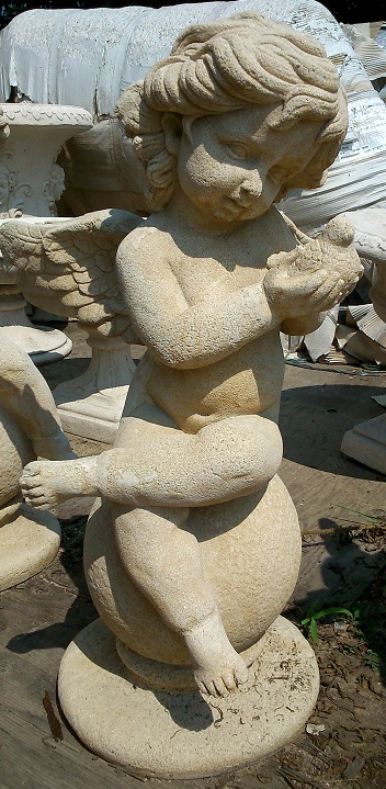 Cherub playing with Bird 3ft. - Click Image to Close