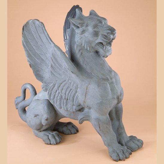 Cast Iron Winged Griffin Guard Statues - Click Image to Close