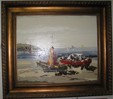 Oil Painting-Boats, Impressionistic style - Click Image to Close