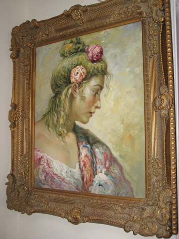 Oil Painting-Lady with Flowers - Click Image to Close