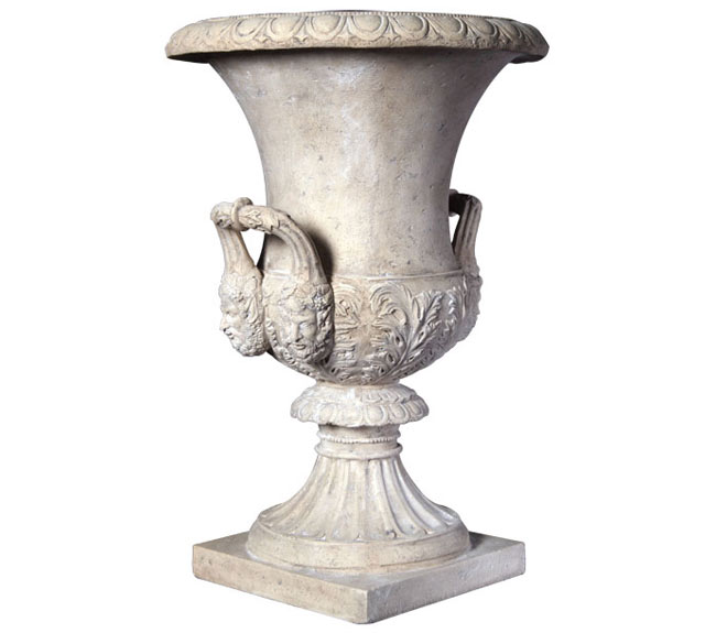 Fiberglass Medici Urn / Roman Stone Finish - Click Image to Close