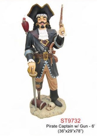 Pirate Captain with a Gun 6ft. - Click Image to Close