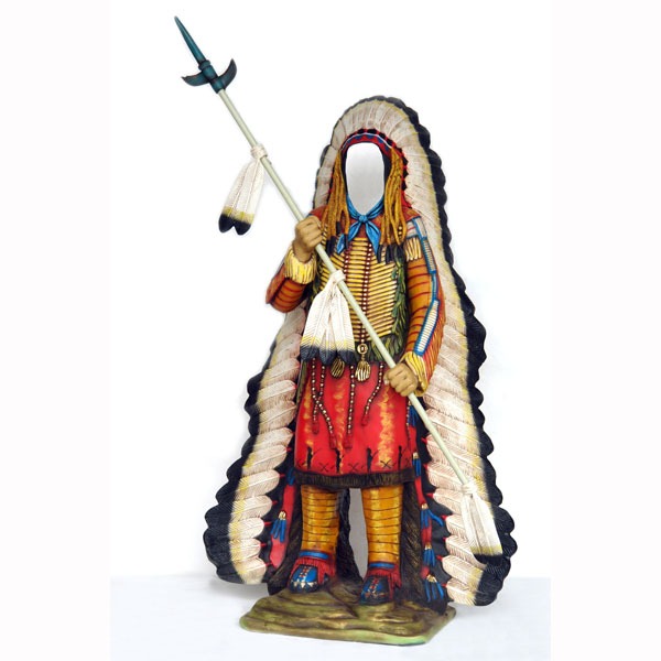 Faceless Indian with Spear - Click Image to Close