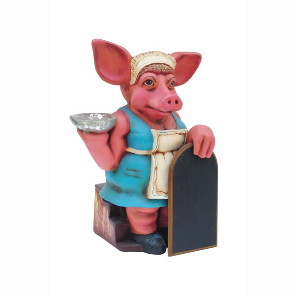 Pig Lady with Menu Board - Click Image to Close