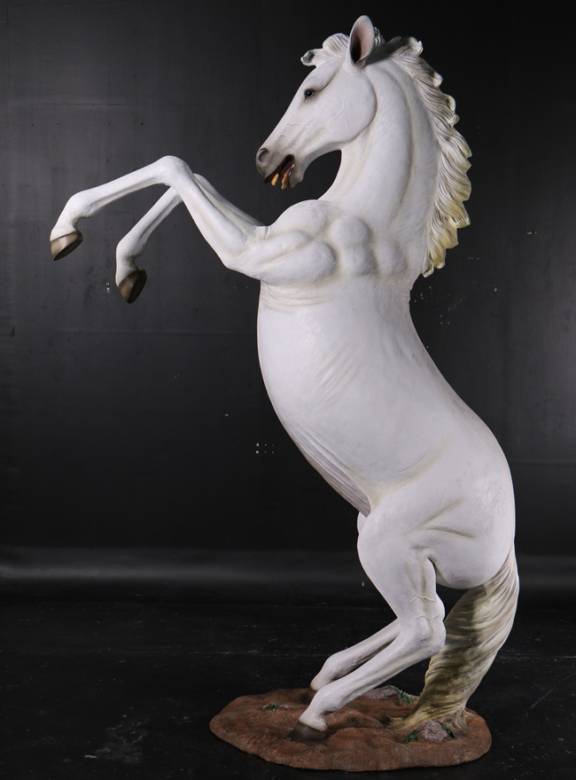 8.5ft Rearing White Stallion - Click Image to Close