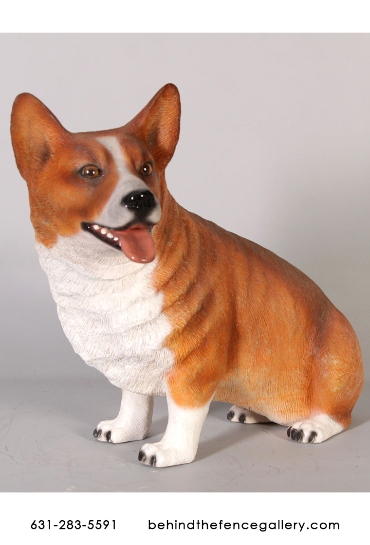 Corgi Dog Sitting Statue - Click Image to Close