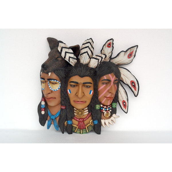 3 Faces Indian Warrior Heads - Click Image to Close