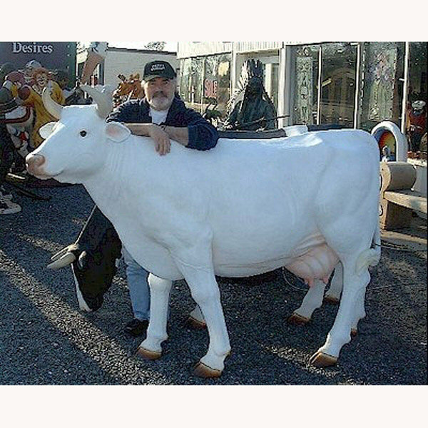 Plastic Cow statue - All White, Head Up (with or without Horns)