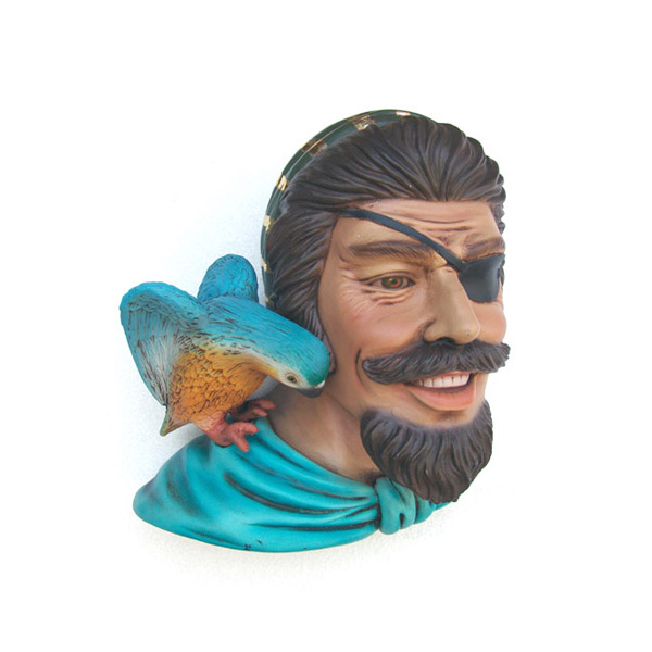 Pirate Head with Bird Wall Decor - Click Image to Close