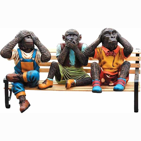 Monkeys on Bench - Click Image to Close