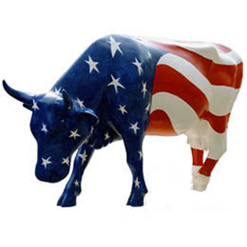 Patriotic Cow - Head down (with or without Horns) - Click Image to Close