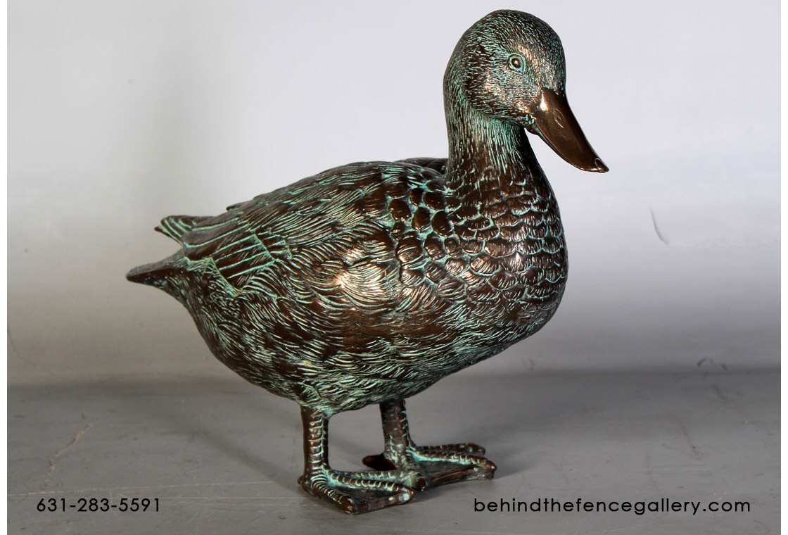 Male Mallard Duck Statue in Greenish Bronze Finish - Click Image to Close