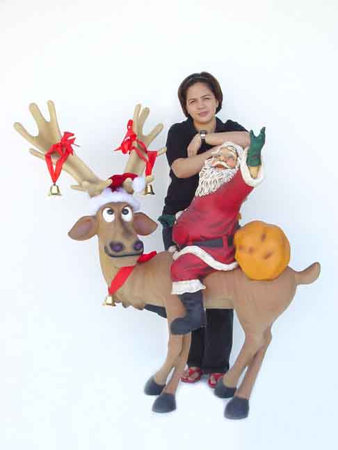 Funny Reindeer Standing with Santa Claus - Click Image to Close