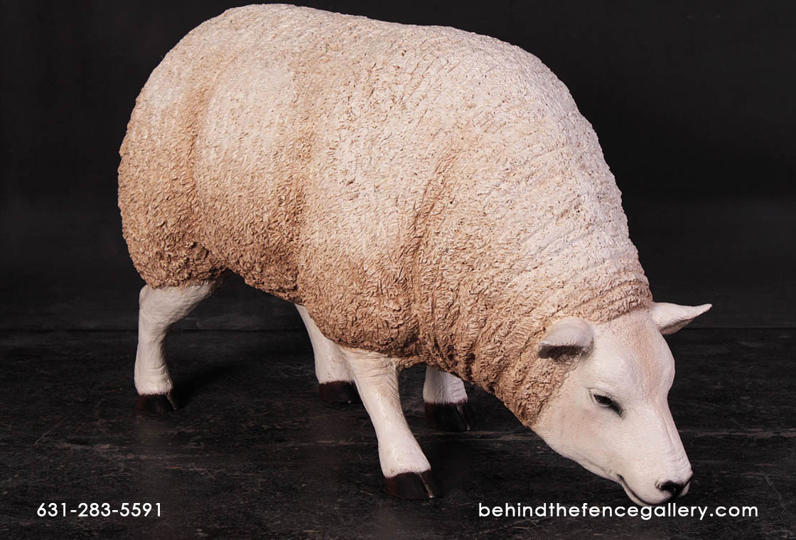 Texelaar Ewe Sheep - Head Down Statue - Click Image to Close
