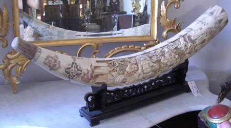 Tusk with Chinese Carving 40" - Click Image to Close